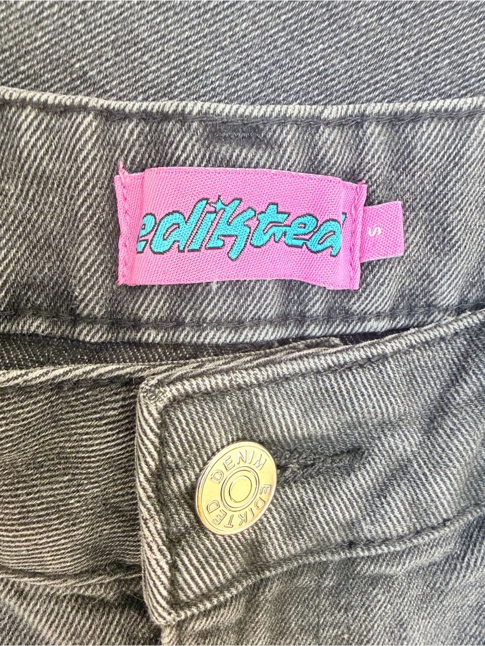 Edikted Wide Leg Jeans Baggy Wide Leg Skater Grunge Streetwear Gray Size Small - Picture 5 of 8